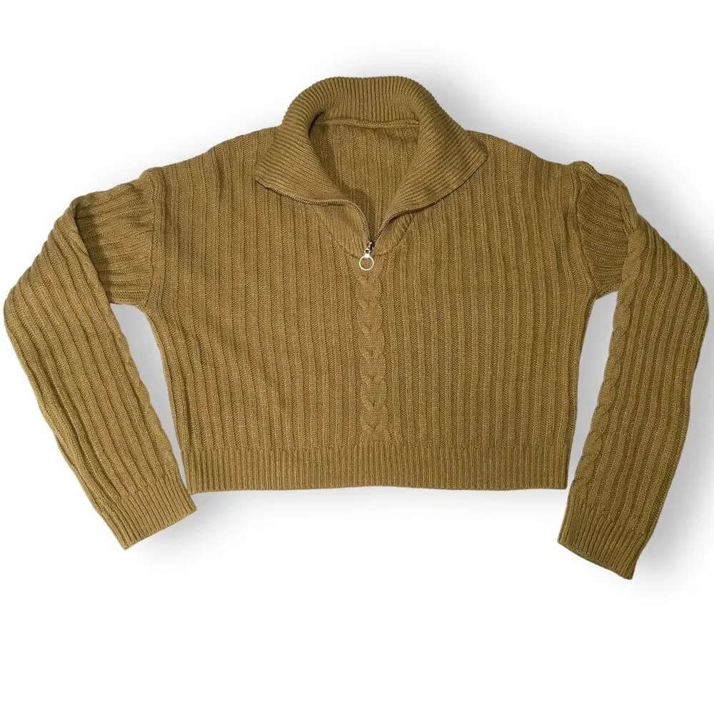 SHEIN Drop Shoulder O-Ring Quarter Zip Sweater size M Fall Winter - Picture 2 of 12